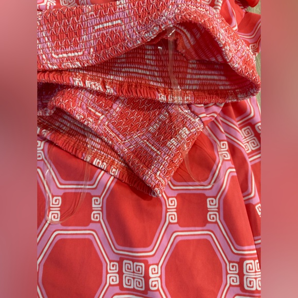 NWT Cabana Life Spring Regatta Off-the-Shoulder Smocked Dress Coverup Coral XL - Picture 15 of 16